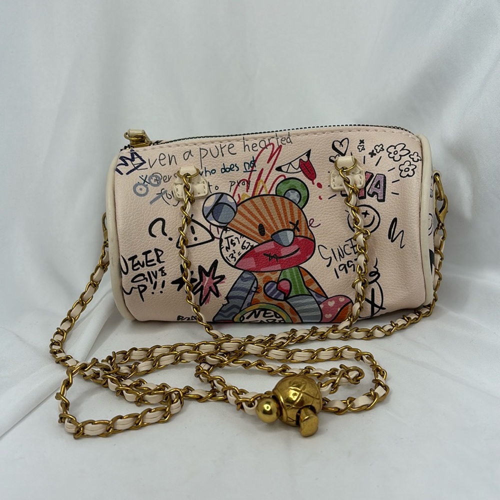 Bear Graffiti Crossbody Shoulder or Carry Mini Purse Bag
